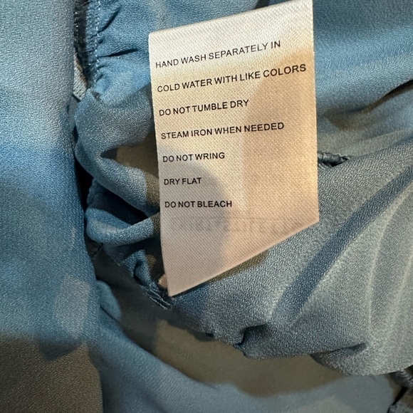 skirt and Stiletto Metallic Blue Mermaidcore Long Sleeve A Line Bow Dress - Picture 11 of 11